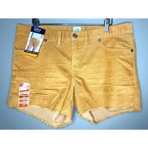GAP Soft Stretch Corduroy Shorts Mid Rise Frayed Hem Gold NWT Size 12